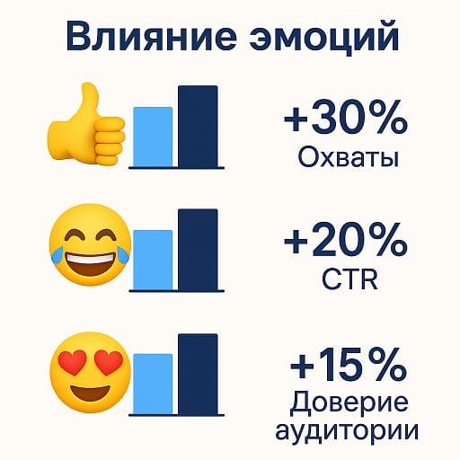 влияние эмоций (эмодзи) на охваты, CTR и доверие аудитории